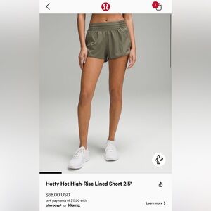 lululemon Hotty Hot High Rise Lined Short 2.5 inch
